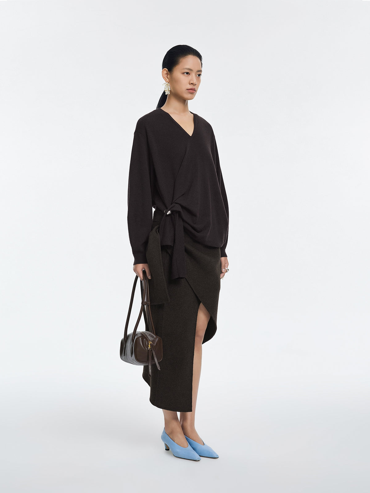 Sweater / JNBY 100% Merino Wool V-Neck Oversized Pullover