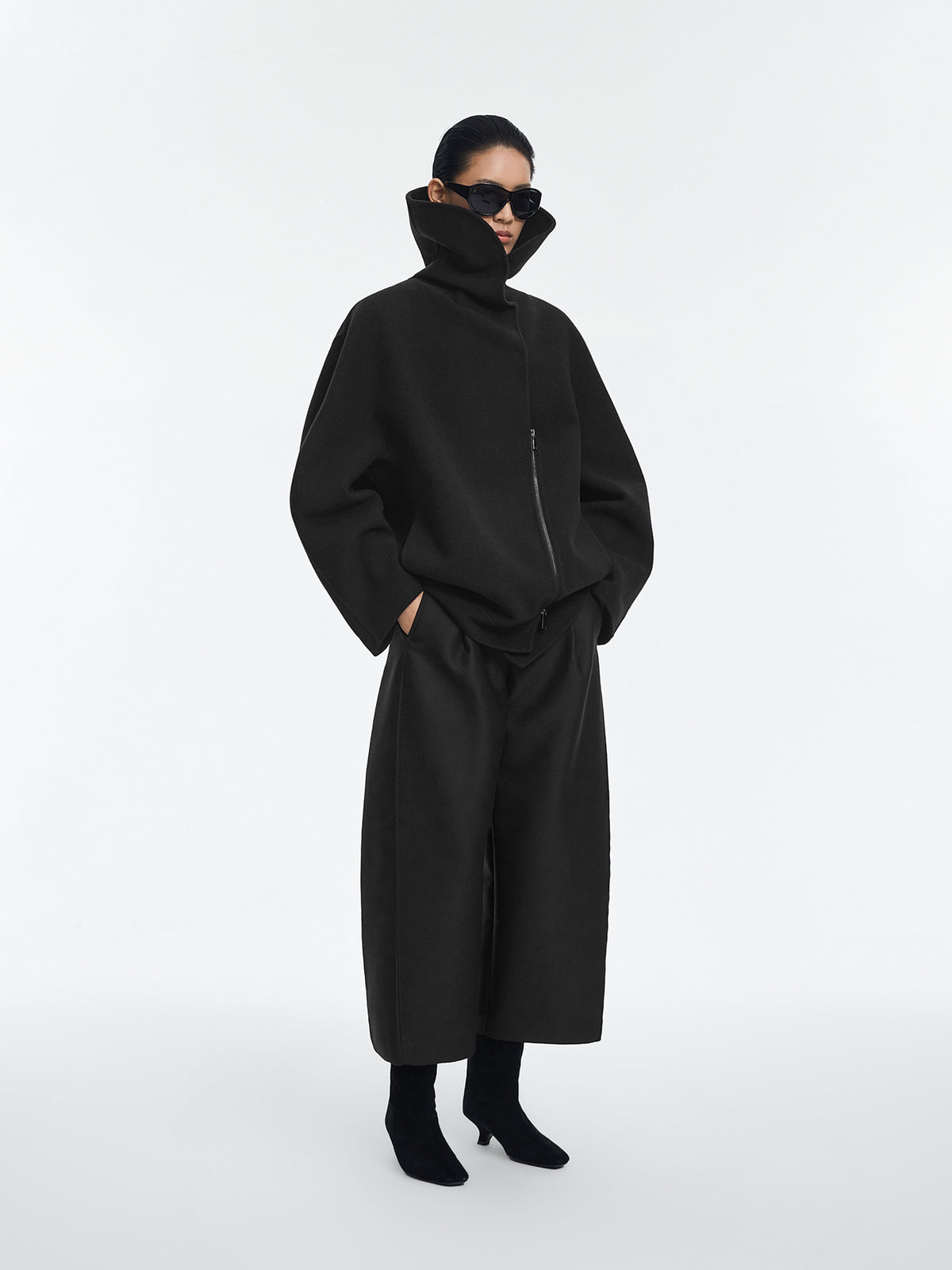 Coat / JNBY Wool Blend Double-Face T-Silhouette Coat