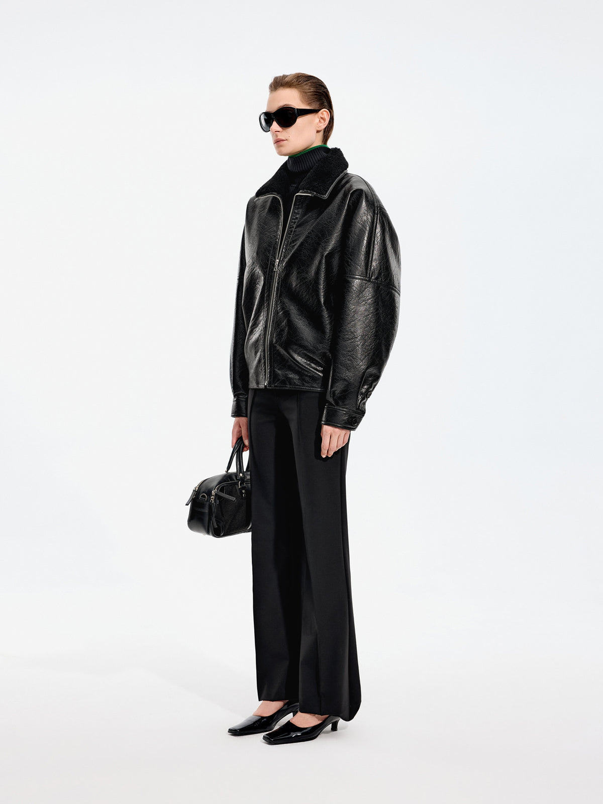 Jacket / JNBY O-Shape Faux Leather Jacket