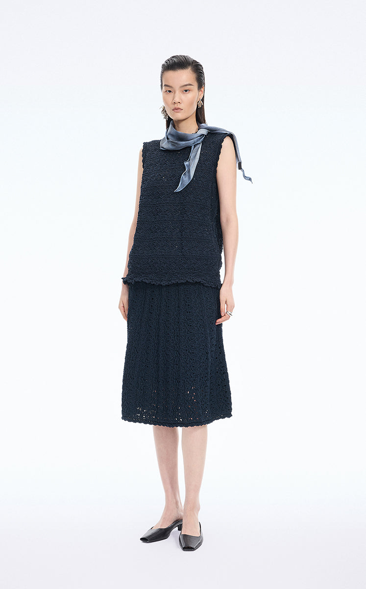 Vest / JNBY T-shaped Textured Stretch Knit Vest