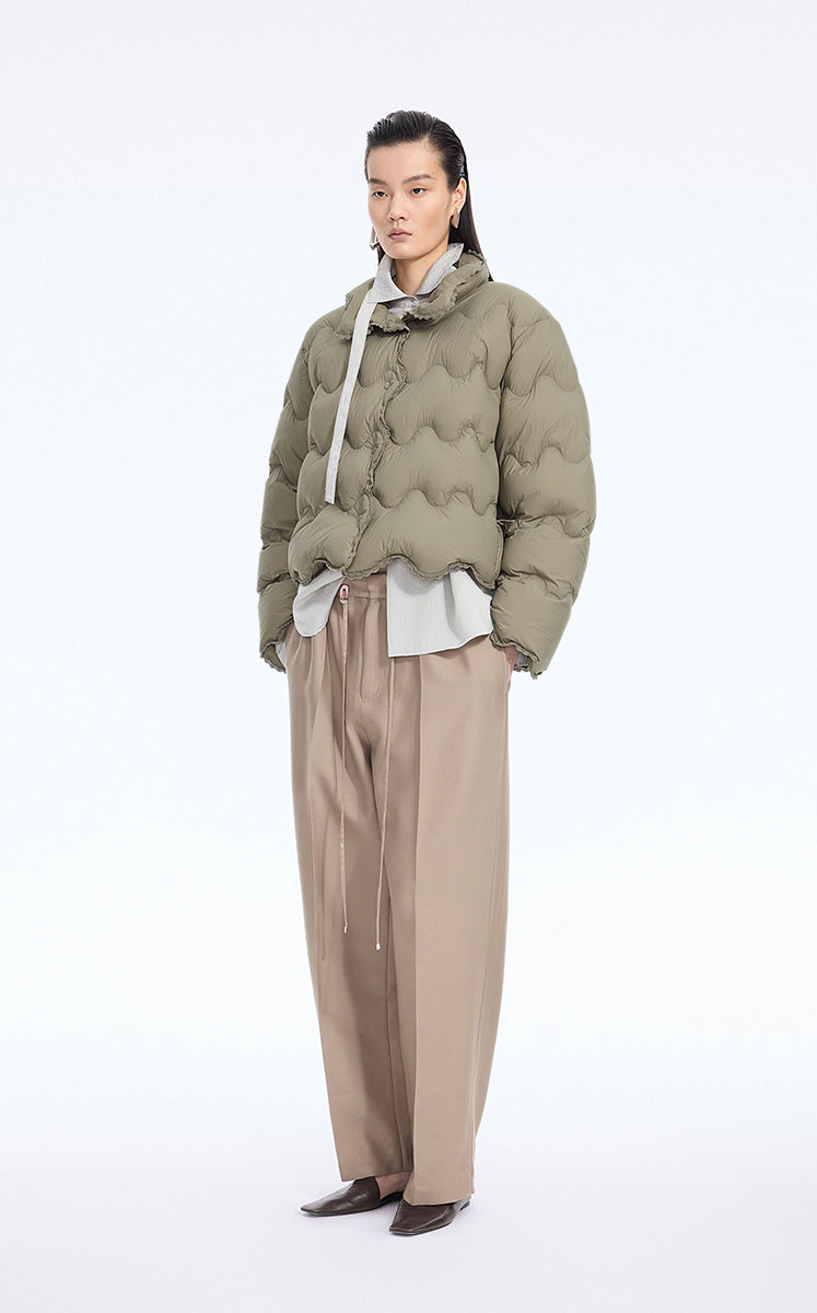 Down Coat / JNBY Oversized Lace-Trim Short Puffer