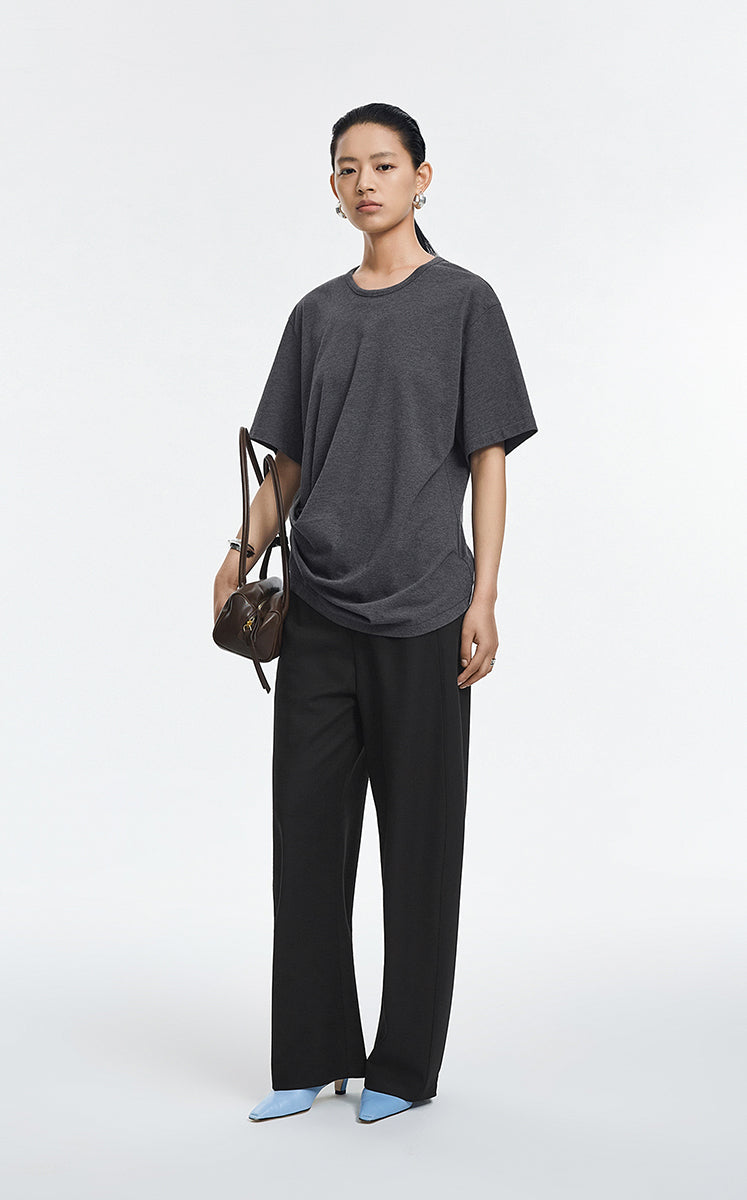 T-Shirt / JNBY Cotton Relaxed Fold Hem Tee