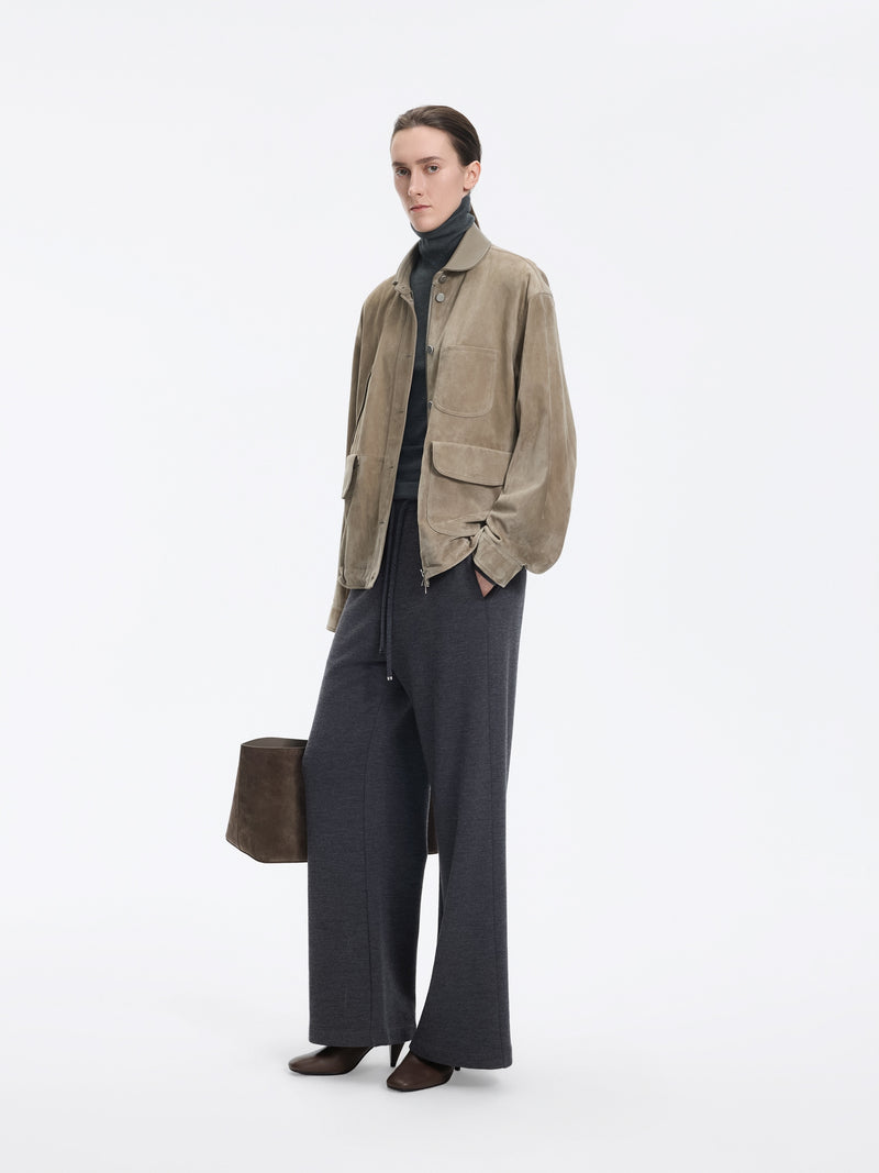 Jacket / JNBY Relaxed Suede Leather Biker Jacket