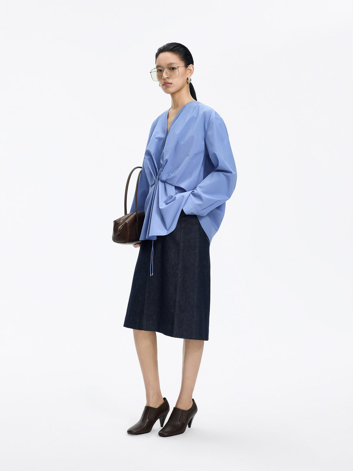 Skirt / JNBY Cotton A-Line Midi Denim Skirt