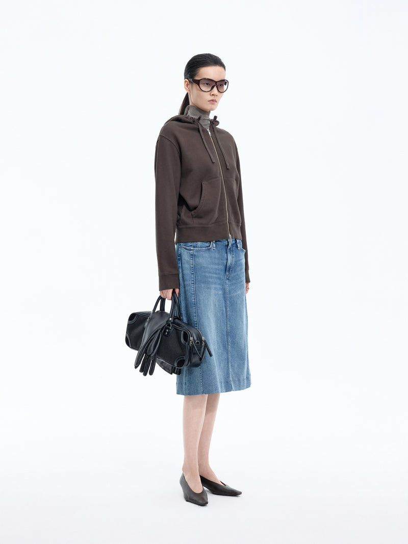 Skirt / JNBY Cotton A-Line Midi Denim Skirt