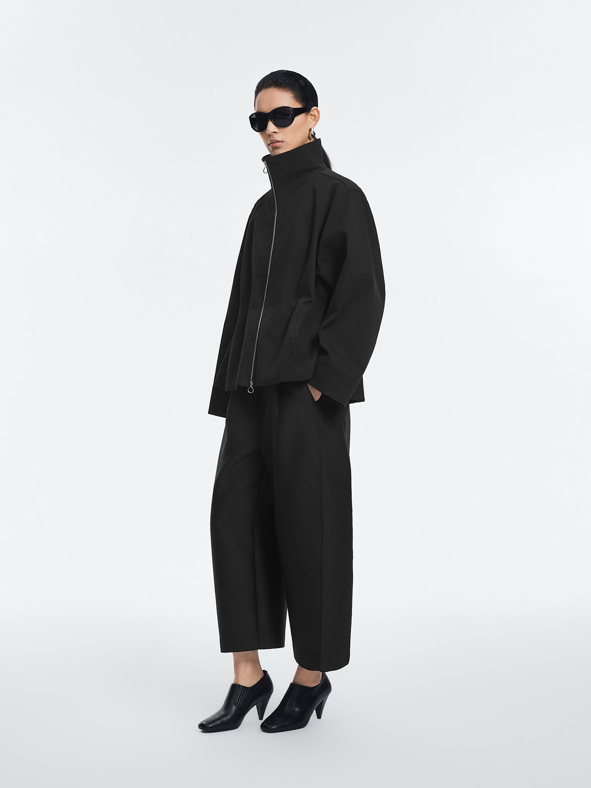 Pants / JNBY 100% Wool Wide-Leg Cropped Trousers
