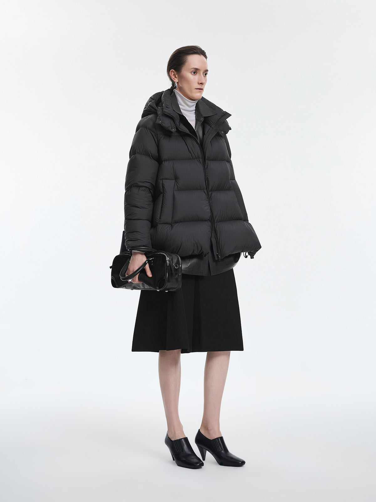 Coat / JNBY A-Line Down Puffer Jacket with Detachable Hood
