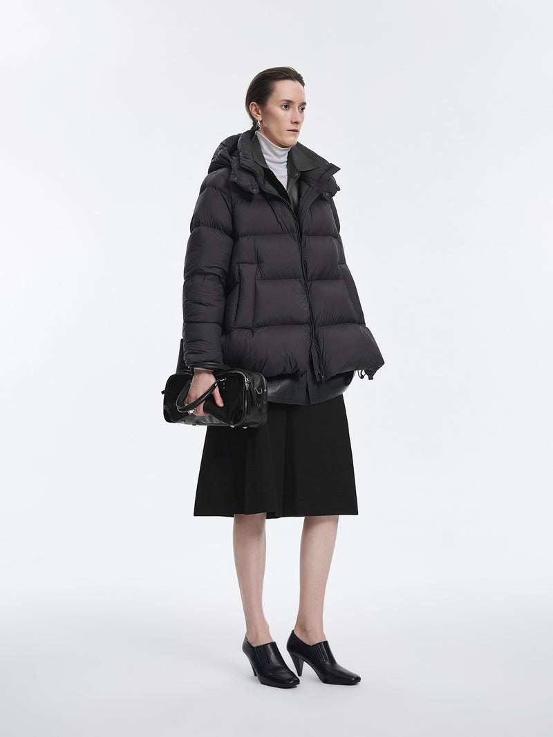 Coat / JNBY A-Line Down Puffer Jacket with Detachable Hood