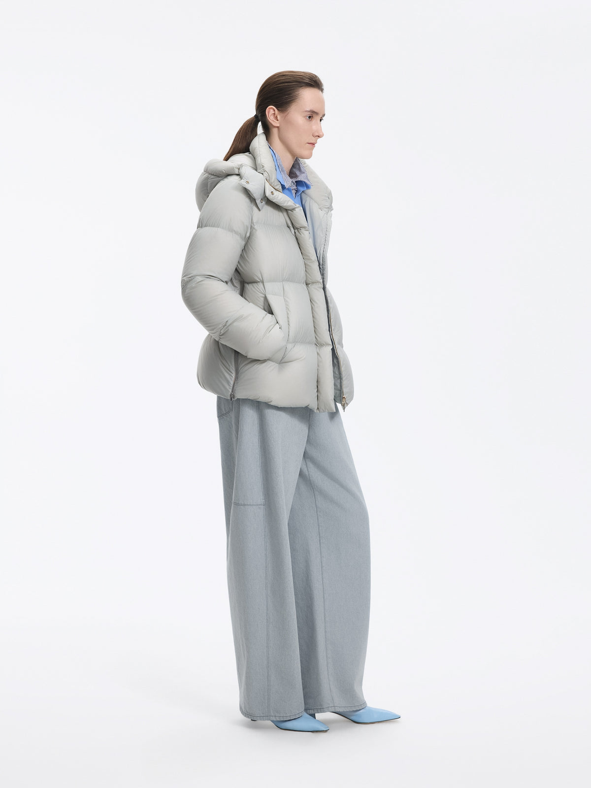 Coat / JNBY A-Line Down Puffer Jacket with Detachable Hood