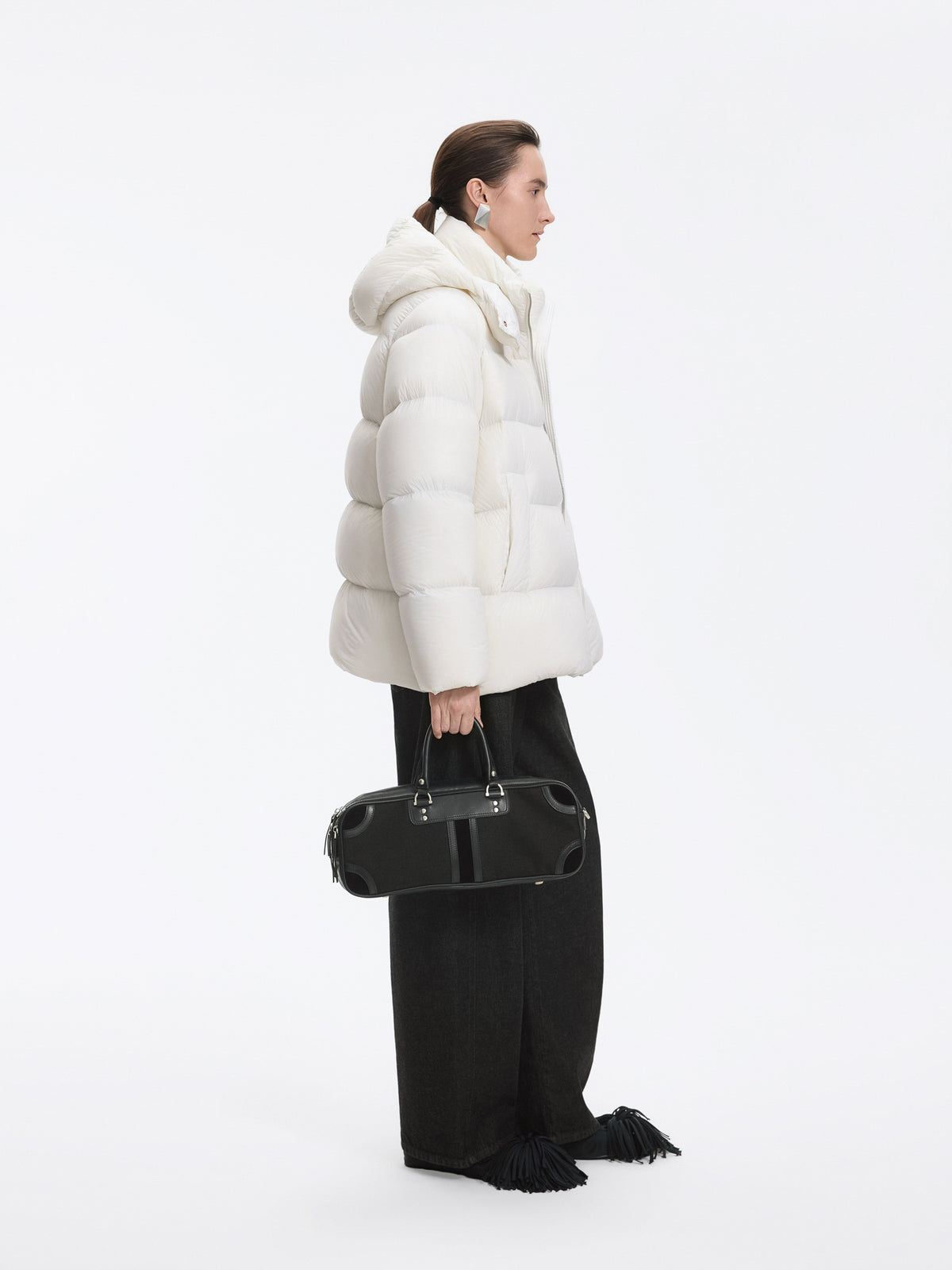 Coat / JNBY A-Line Down Puffer Jacket with Detachable Hood
