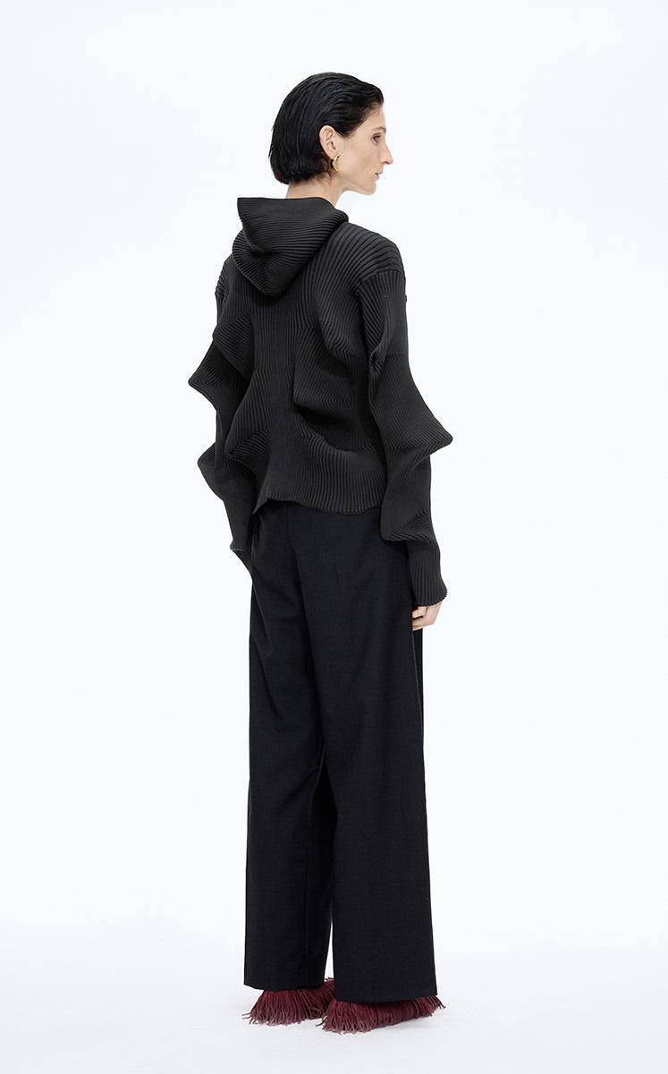 Sweater / JNBY Textured Stretch Longline Hooded Cardigan