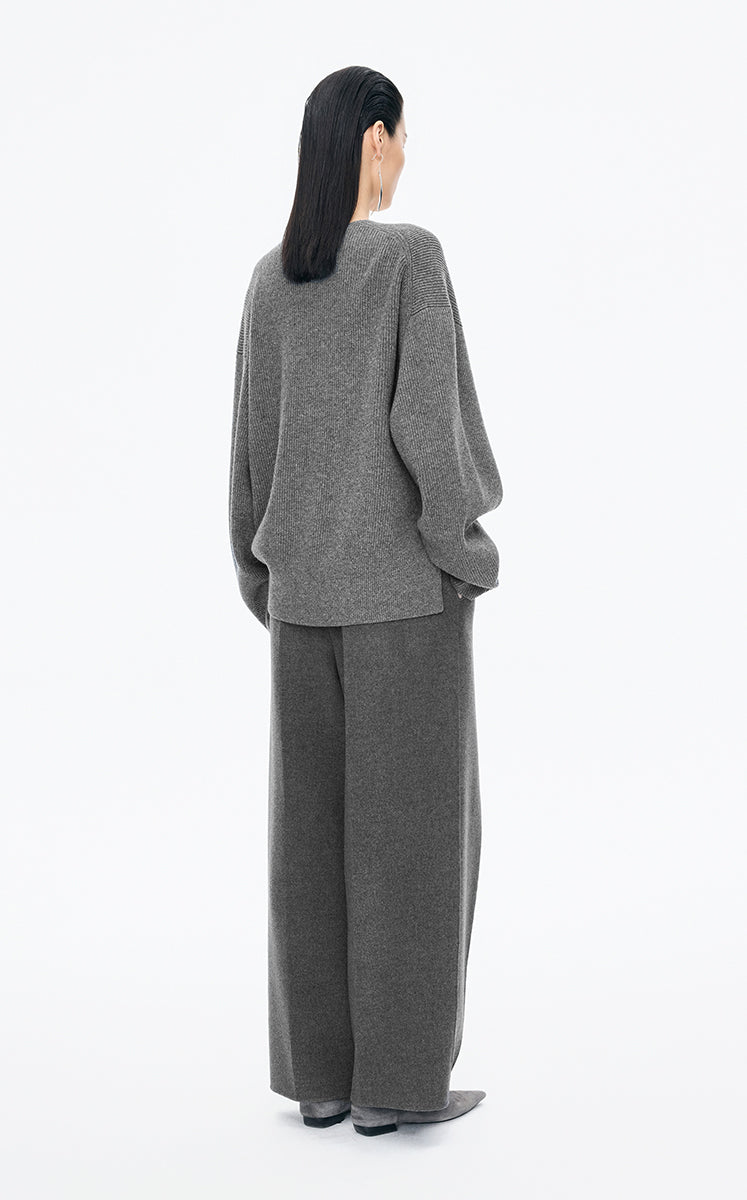 Sweater /(ESG)JNBY Loose Overlap Front Wool Pullover