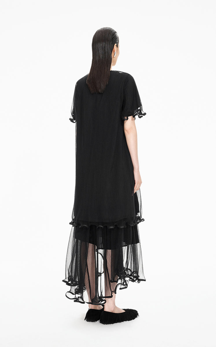 Skirt / JNBY Double-Layer Mesh A-Line Maxi Skirt