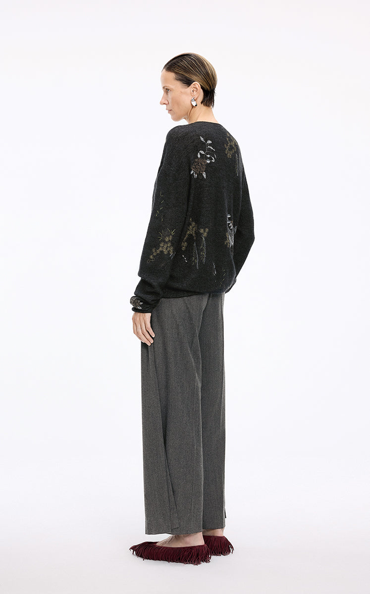 Sweater / JNBY Botanical Motif Mohair Blend Pullover