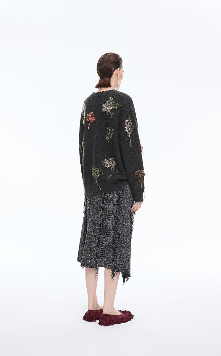 Sweater / JNBY Oversized Wool-Blend Botanical Pullover
