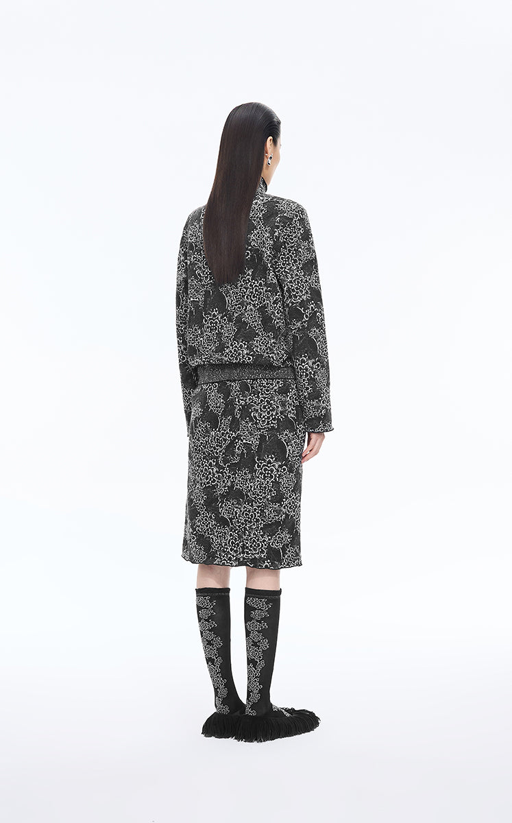 Skirt / JNBY Printed Wool-Blend Midi Skirt