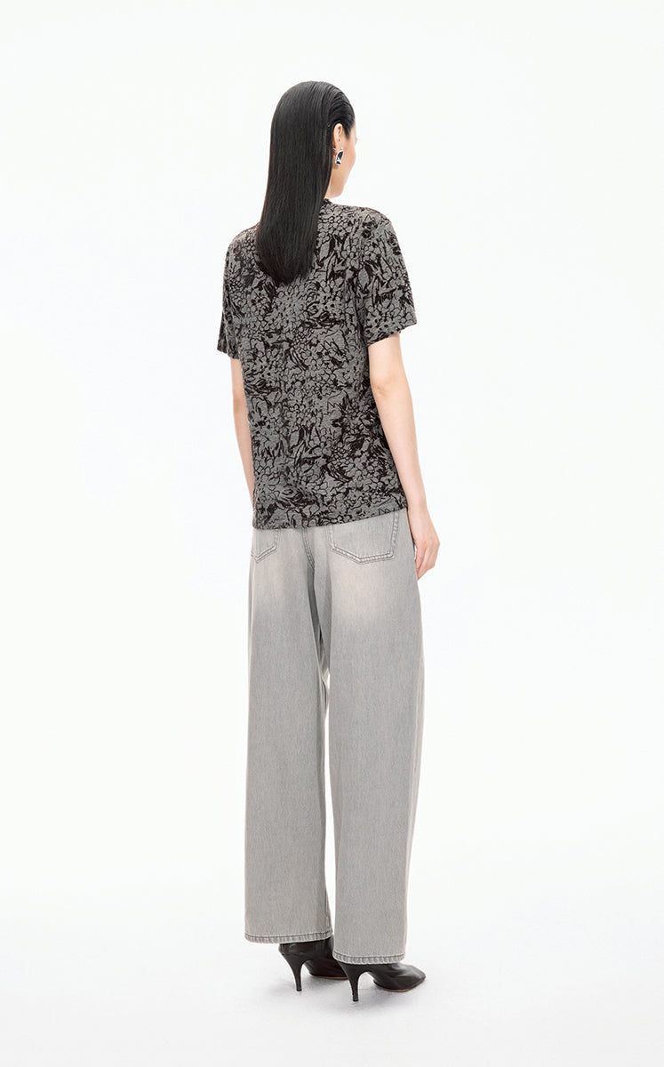 T-Shirt / JNBY Floral Wool-Blend Loose Tee