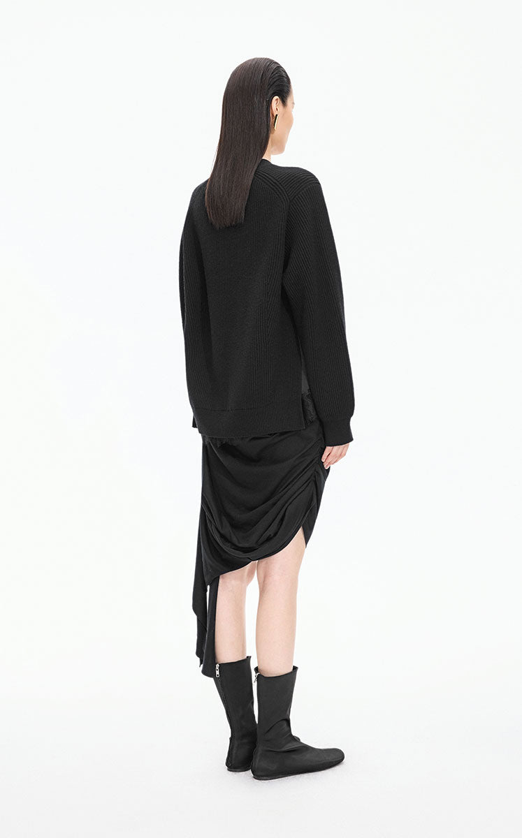 Sweater / JNBY Wool-Silk Longline Open Cardigan