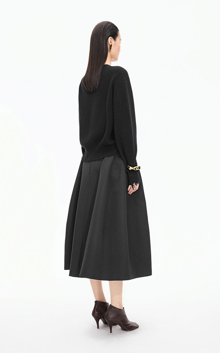 Sweater / JNBY Beaded Trim Cashmere-Wool Blend Cardigan