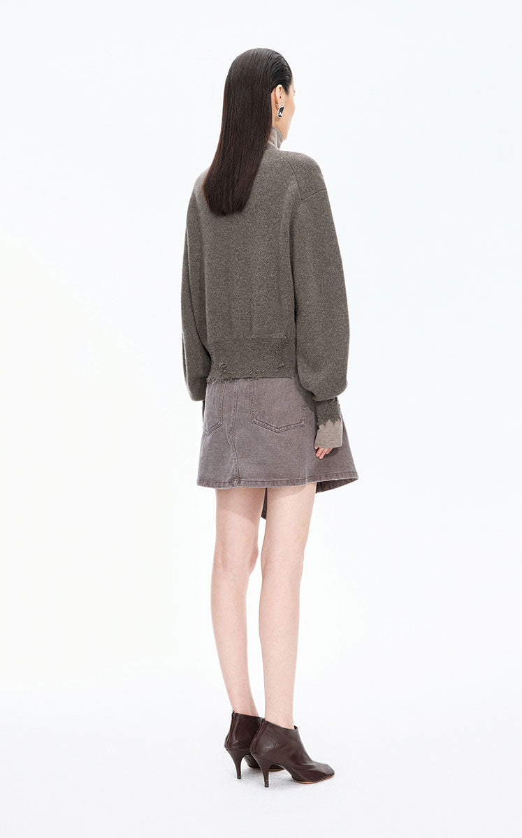 Sweater / JNBY Beaded Trim Cashmere-Wool Blend Cardigan