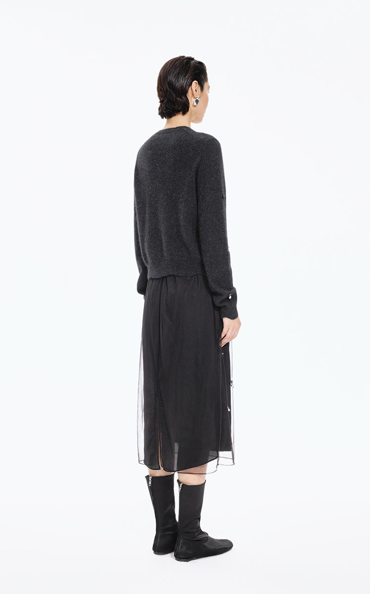 Sweater / JNBY Beaded Short Animal Fibers Cardigan