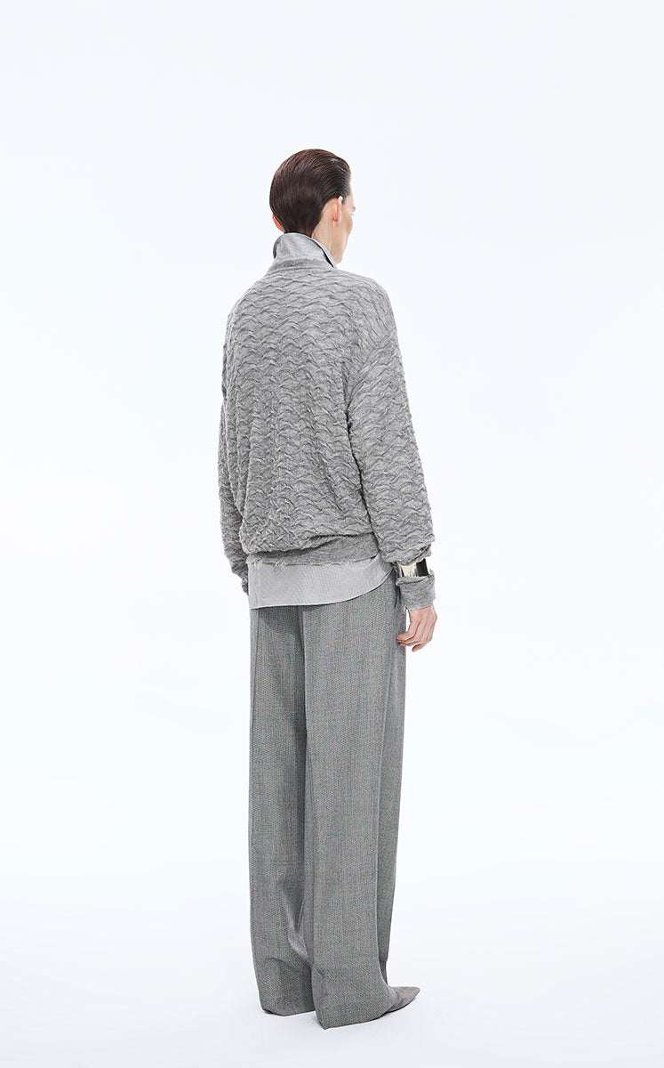 Sweater / JNBY Mohair-Wool Blend Diamond Texture Pullover