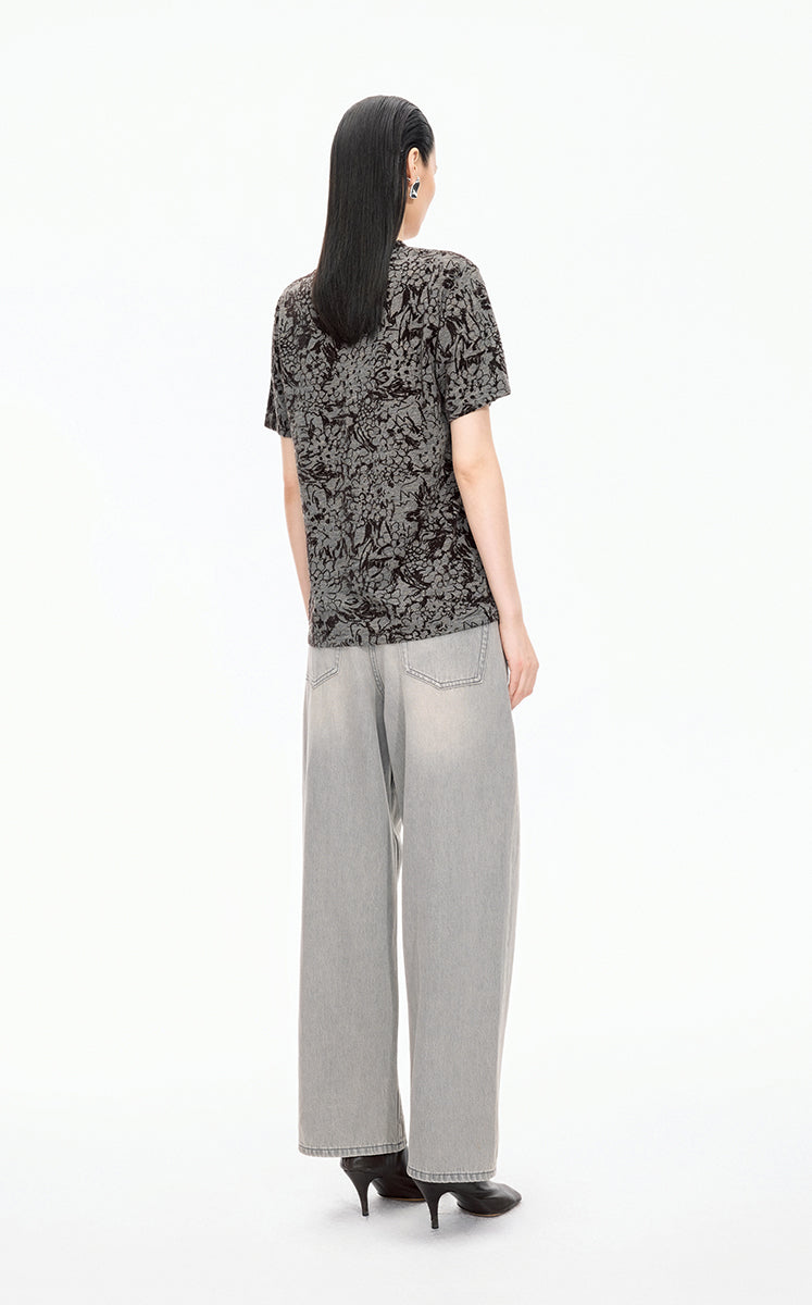 Pants / JNBY Tapered Washed Black Denim Trousers