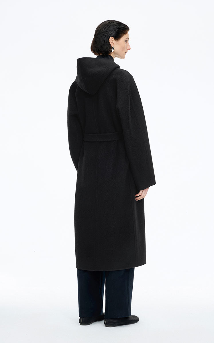 Coat / JNBY Wool Cashmere Hooded Long Coat