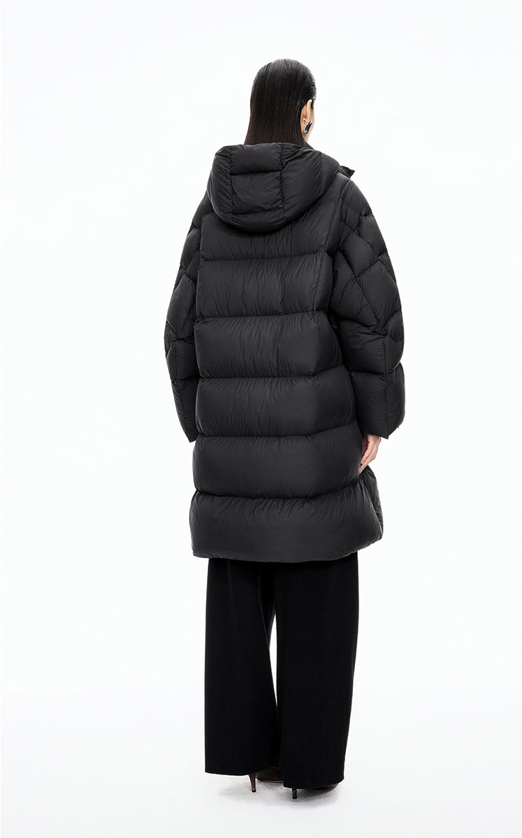 Down Coat / JNBY Deconstructed A-line Hooded Long Down Coat
