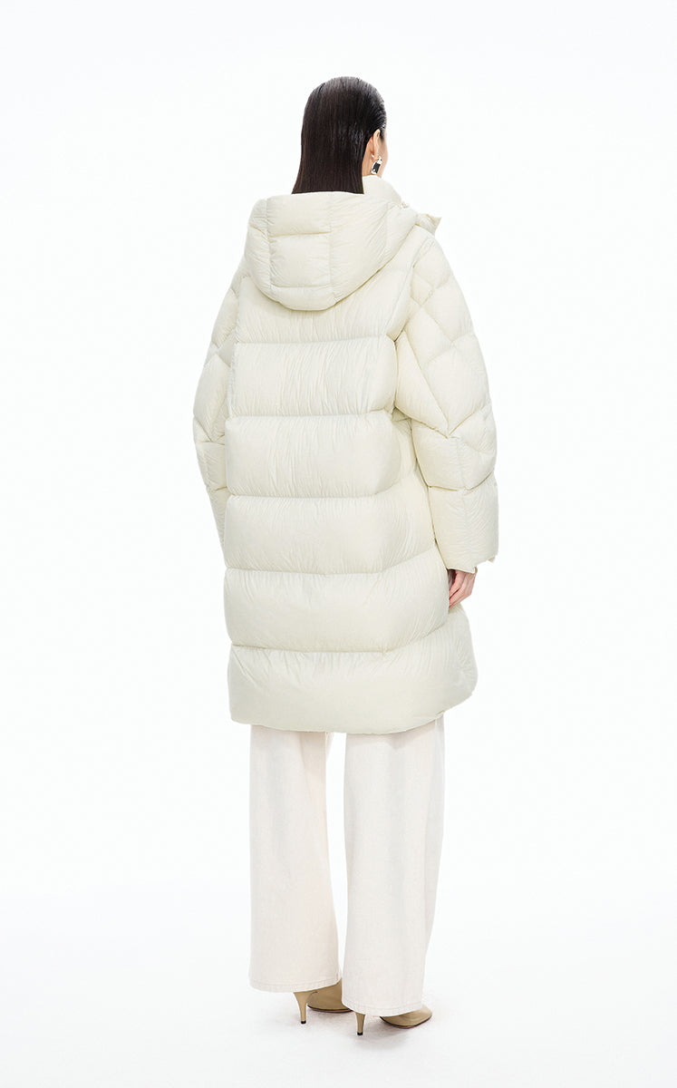 Down Coat / JNBY Deconstructed A-line Hooded Long Down Coat