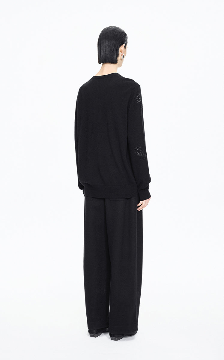 Sweater / JNBY Wool-Cashmere Ripple Crystal Embellished Pullover
