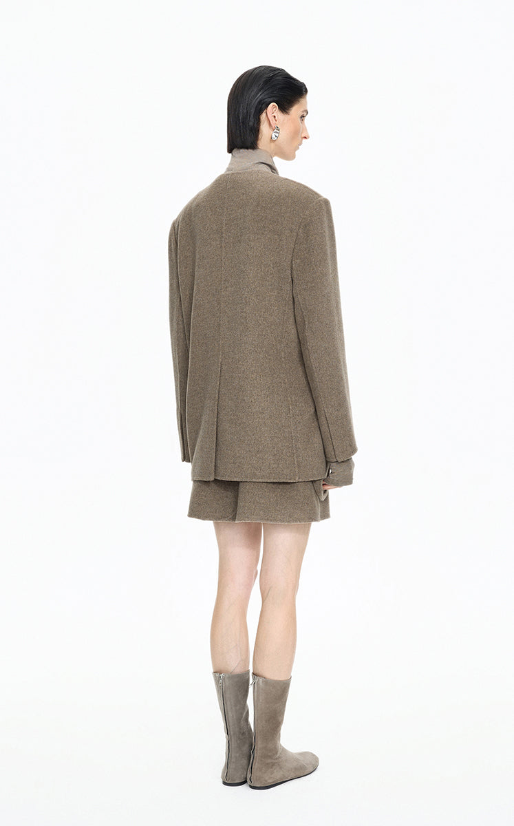 Coat / JNBY Double-Faced Collarless Wool Blend Coat