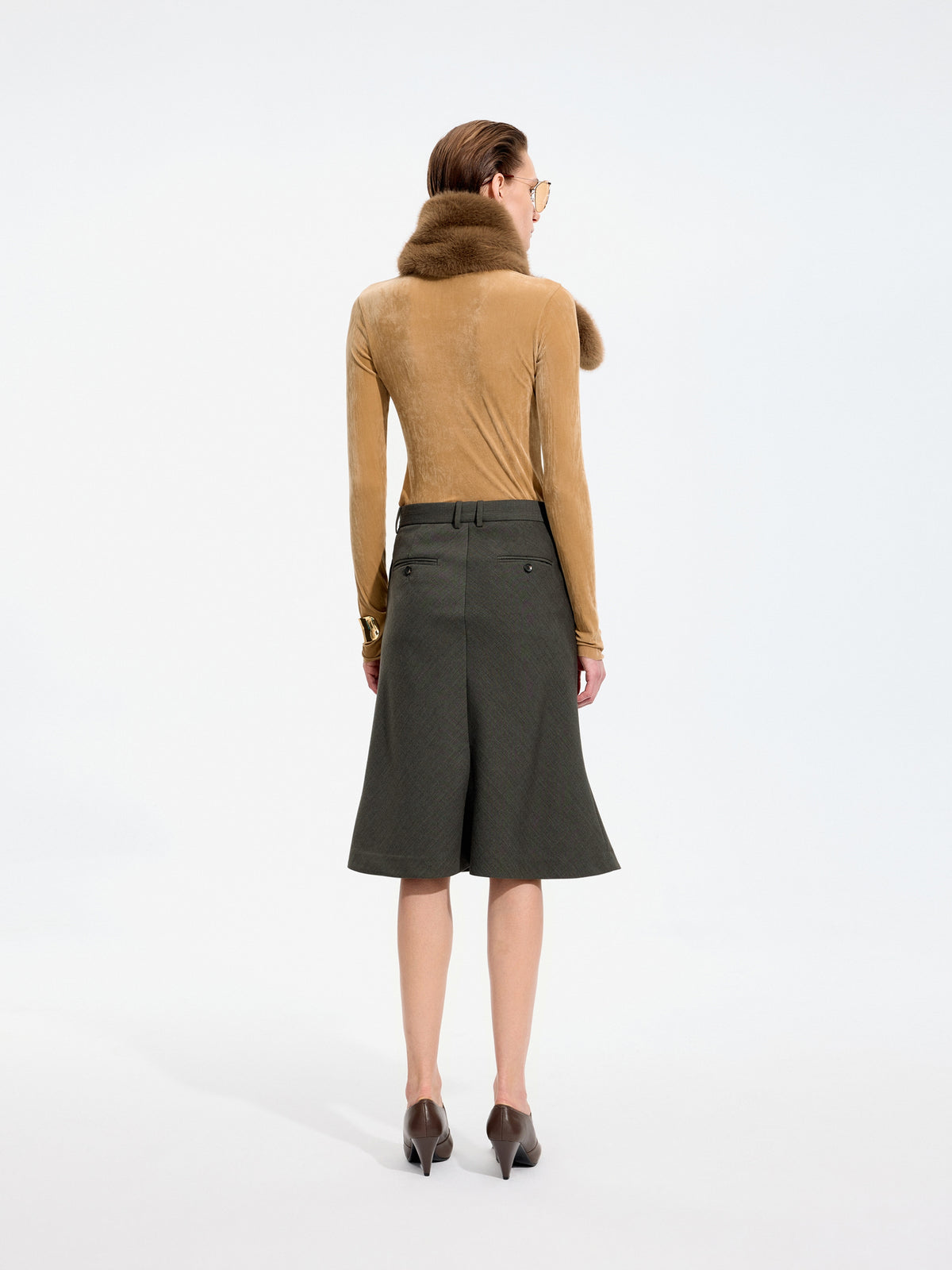 T-Shirt / JNBY Nylon Flocked Mesh Long Sleeve Top