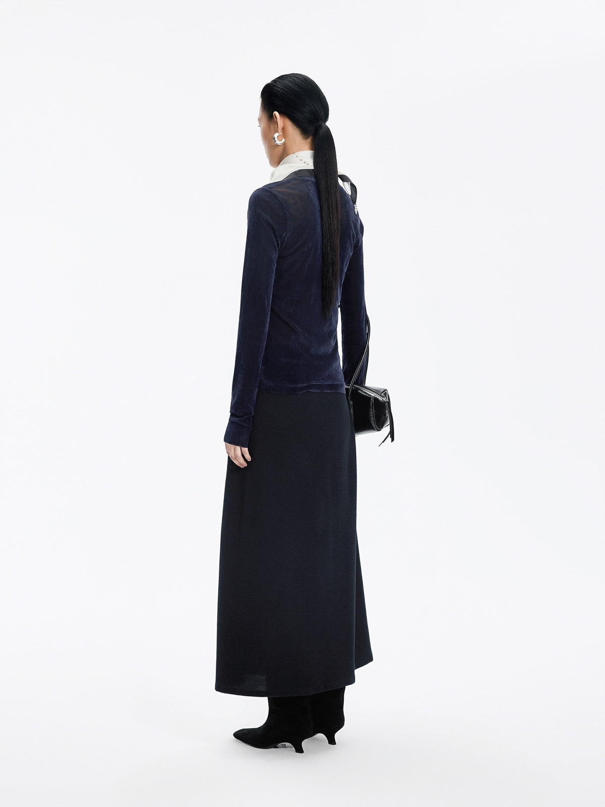 T-Shirt / JNBY Nylon Flocked Mesh Long Sleeve Top