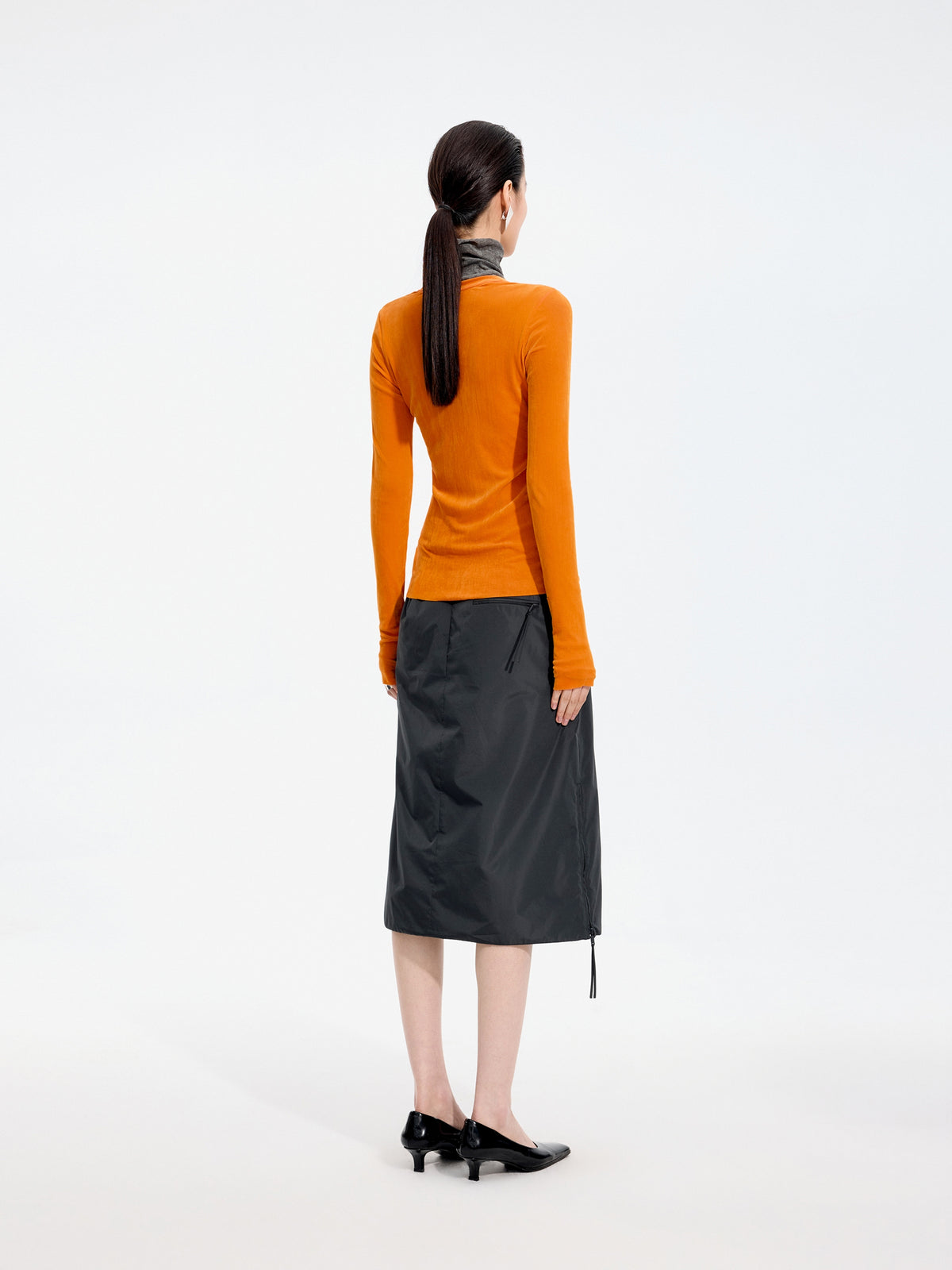 T-Shirt / JNBY Nylon Flocked Mesh Long Sleeve Top
