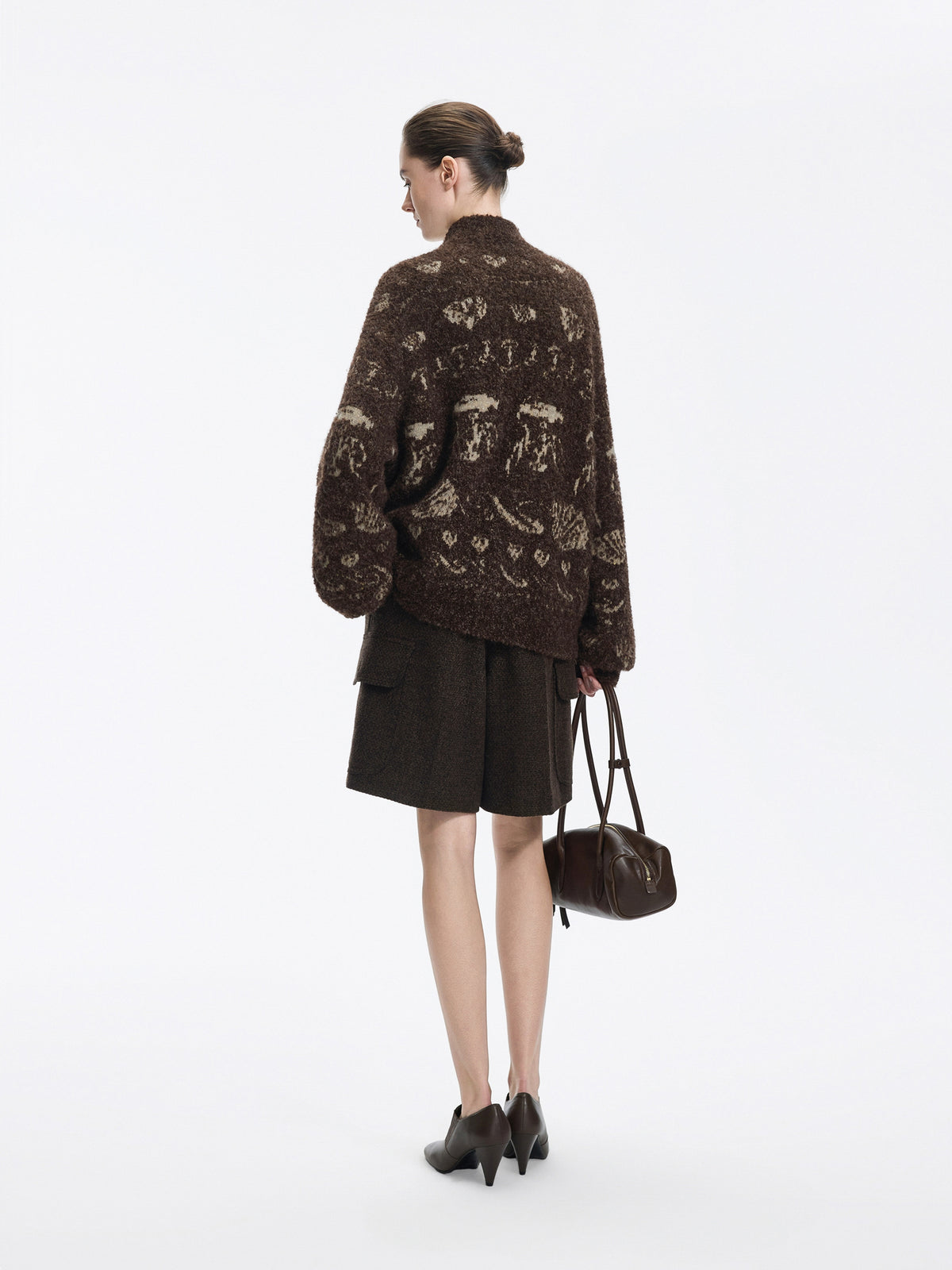 Cardigan / JNBY Alpaca Blend Jacquard Open Front Sweater