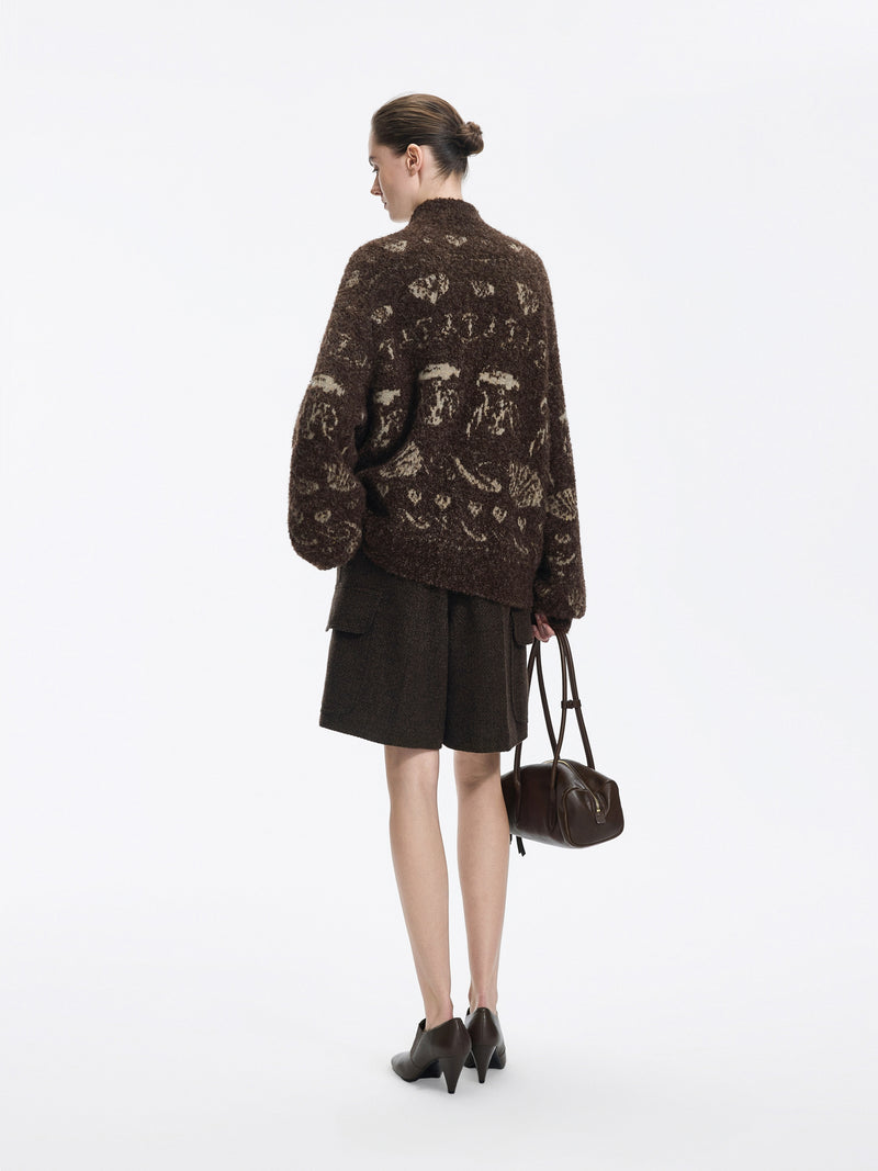 Cardigan / JNBY Alpaca Blend Jacquard Open Front Sweater
