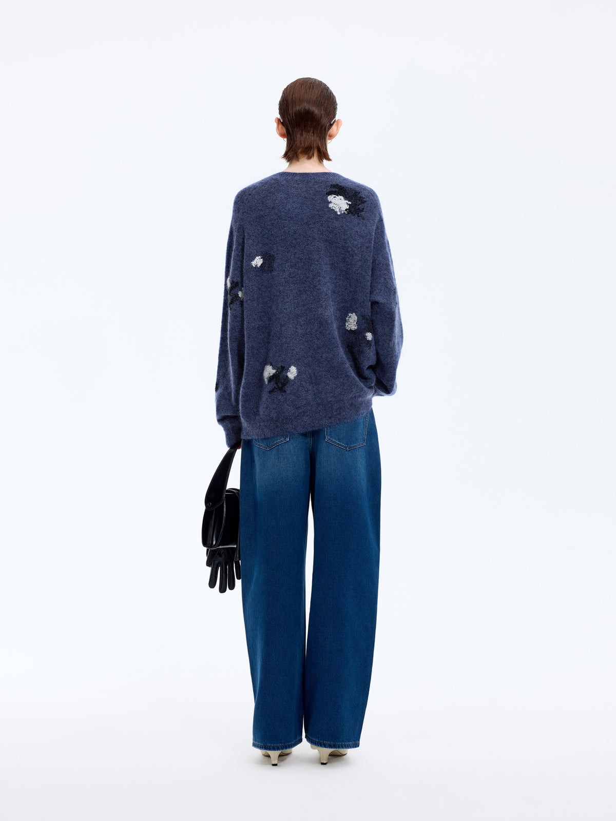 Sweater / JNBY Mohair Blend Oversized Floral Jacquard Pullover