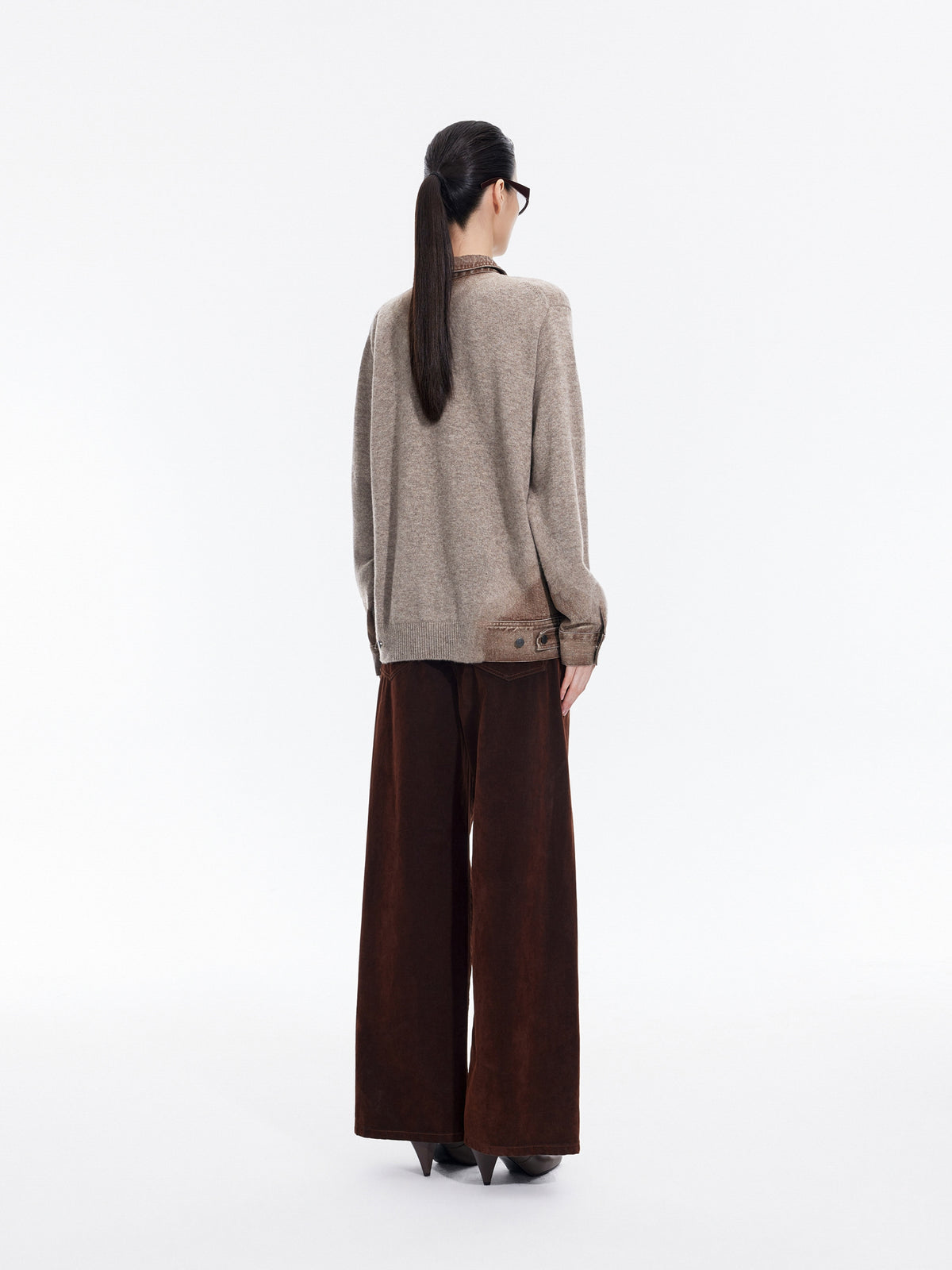 Cardigan / JNBY Wool Yak Blend Denim Patchwork