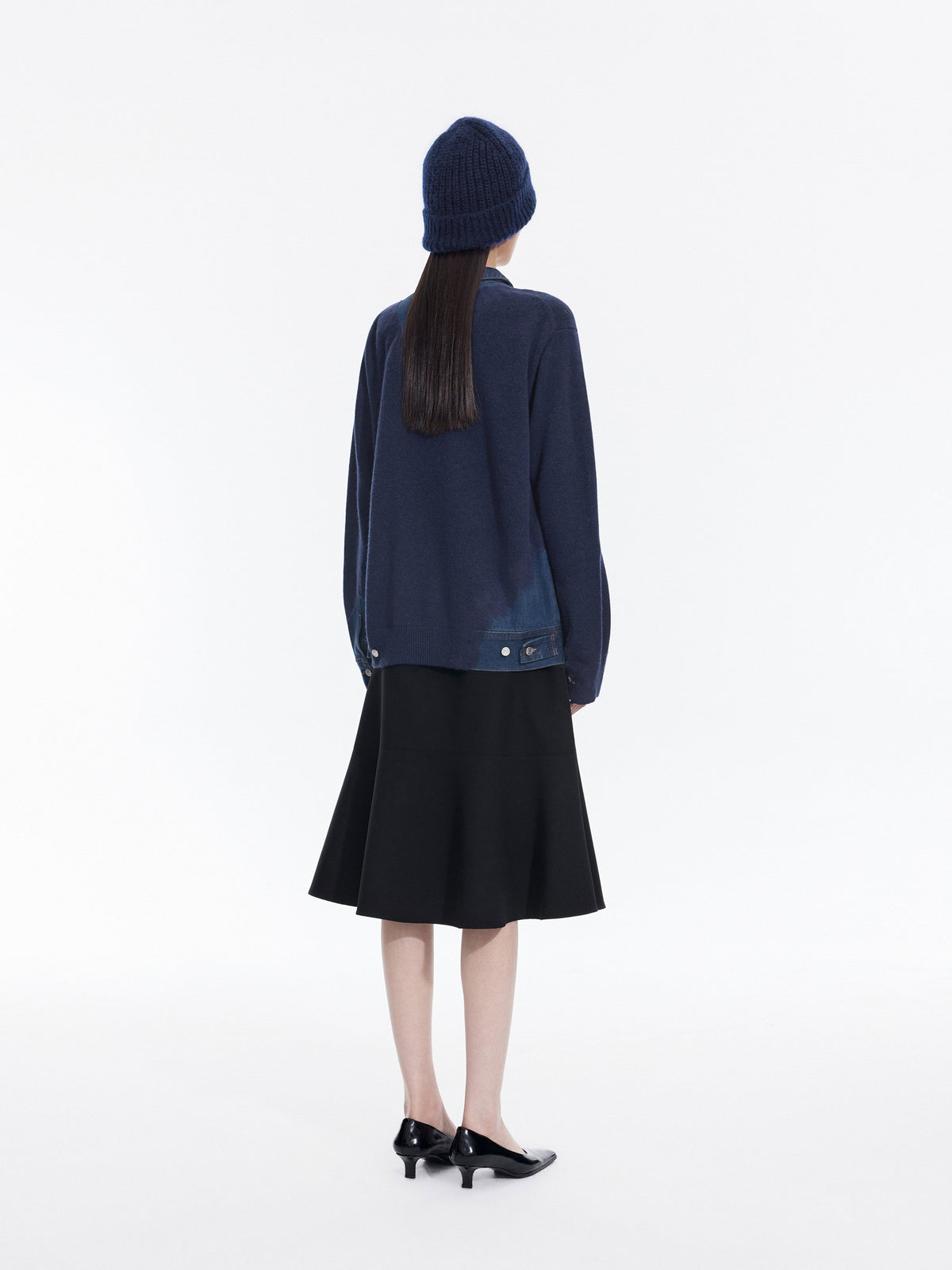Cardigan / JNBY Wool Yak Blend Denim Patchwork