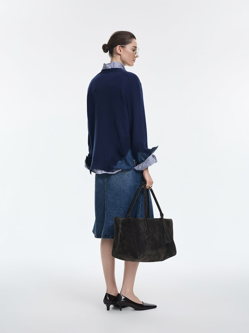 Sweater / JNBY Wool Yak Blend V-Neck Patchwork Pullover