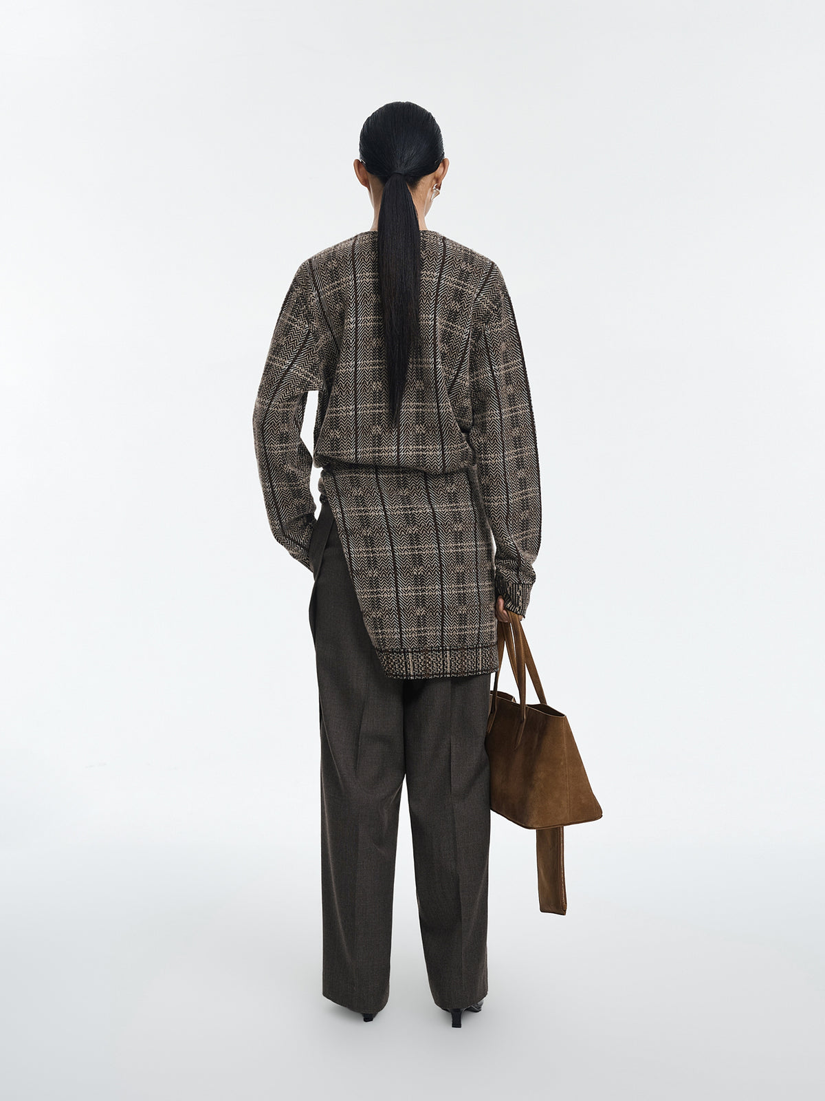 Cardigan / JNBY 100% Merino Wool Oversized Plaid Knit
