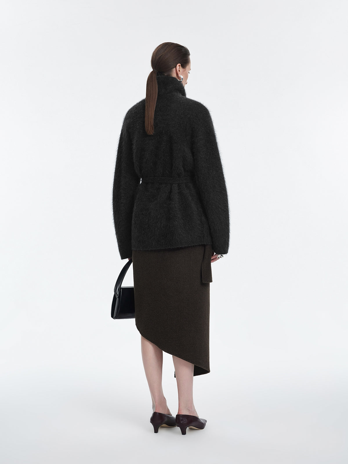 Cardigan / JNBY Wool Cashmere Blend Jacquard Open Front Sweater