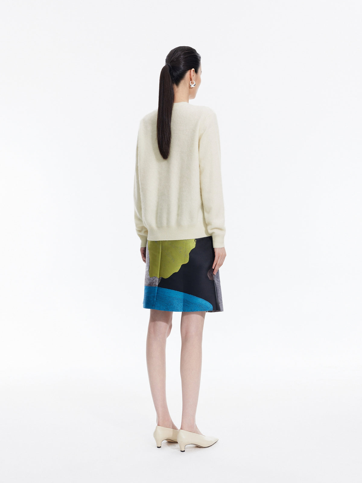 Cardigan / JNBY 100% Wool V-Neck Cropped Sweater