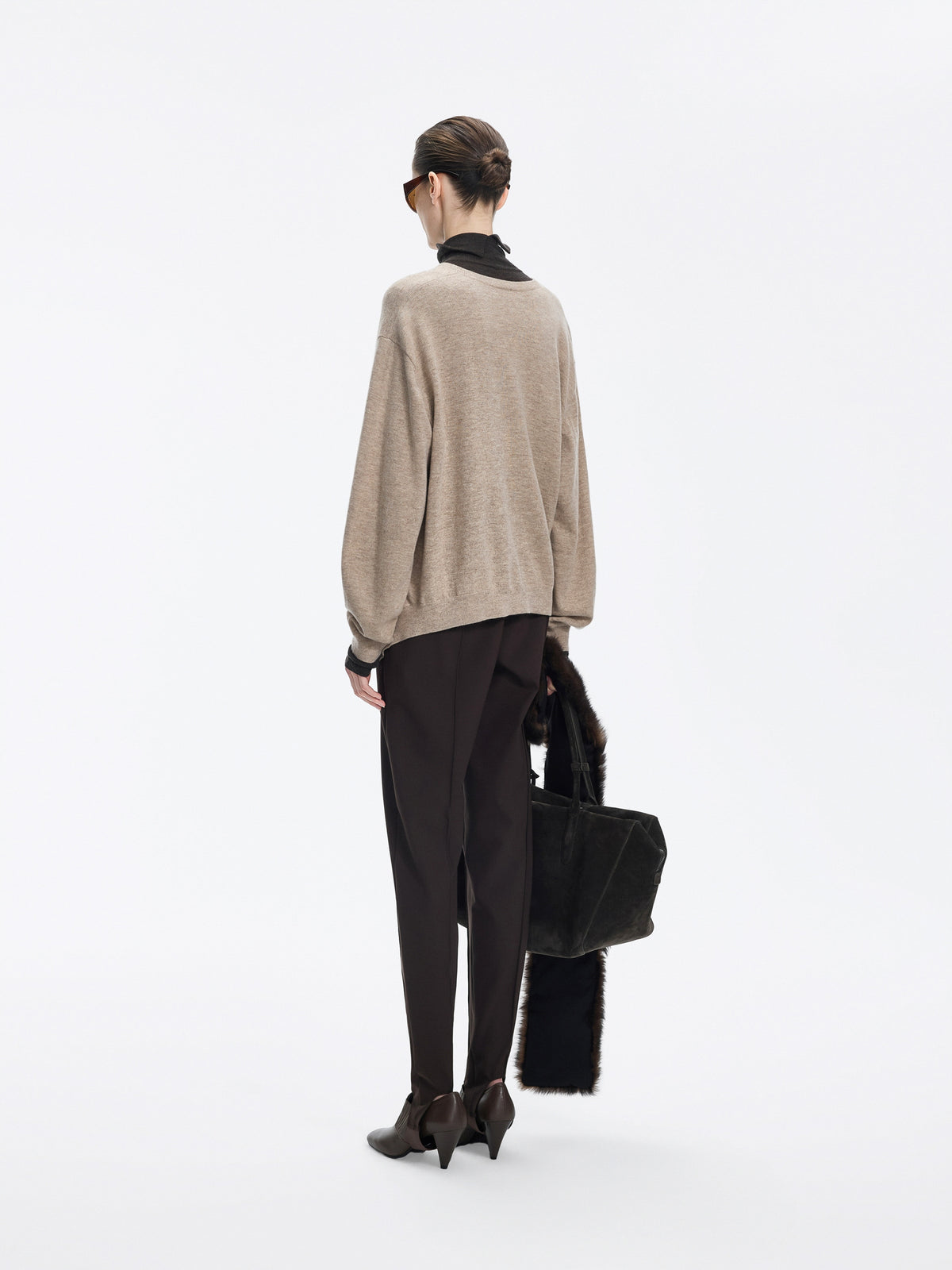 Sweater / JNBY 100% Merino Wool V-Neck Oversized Pullover