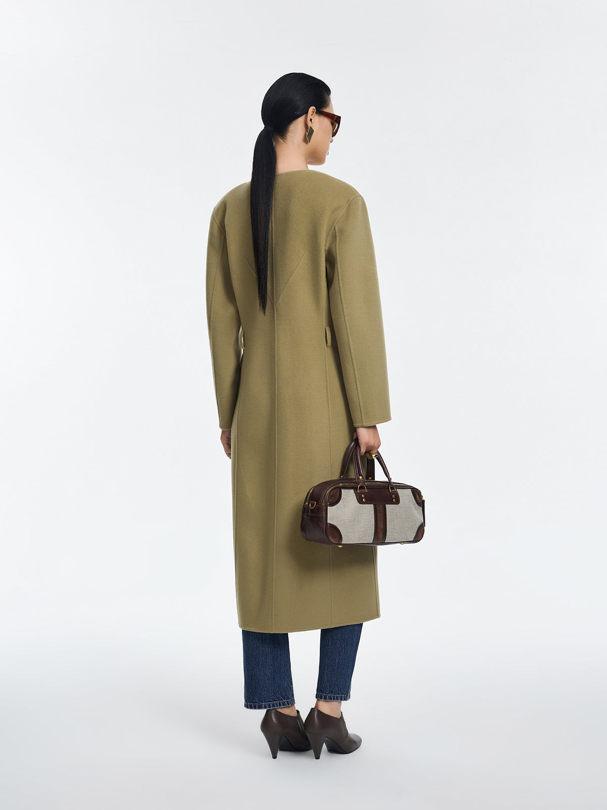 Coat / JNBY Wool Blend Double-Faced X-Line Long Coat