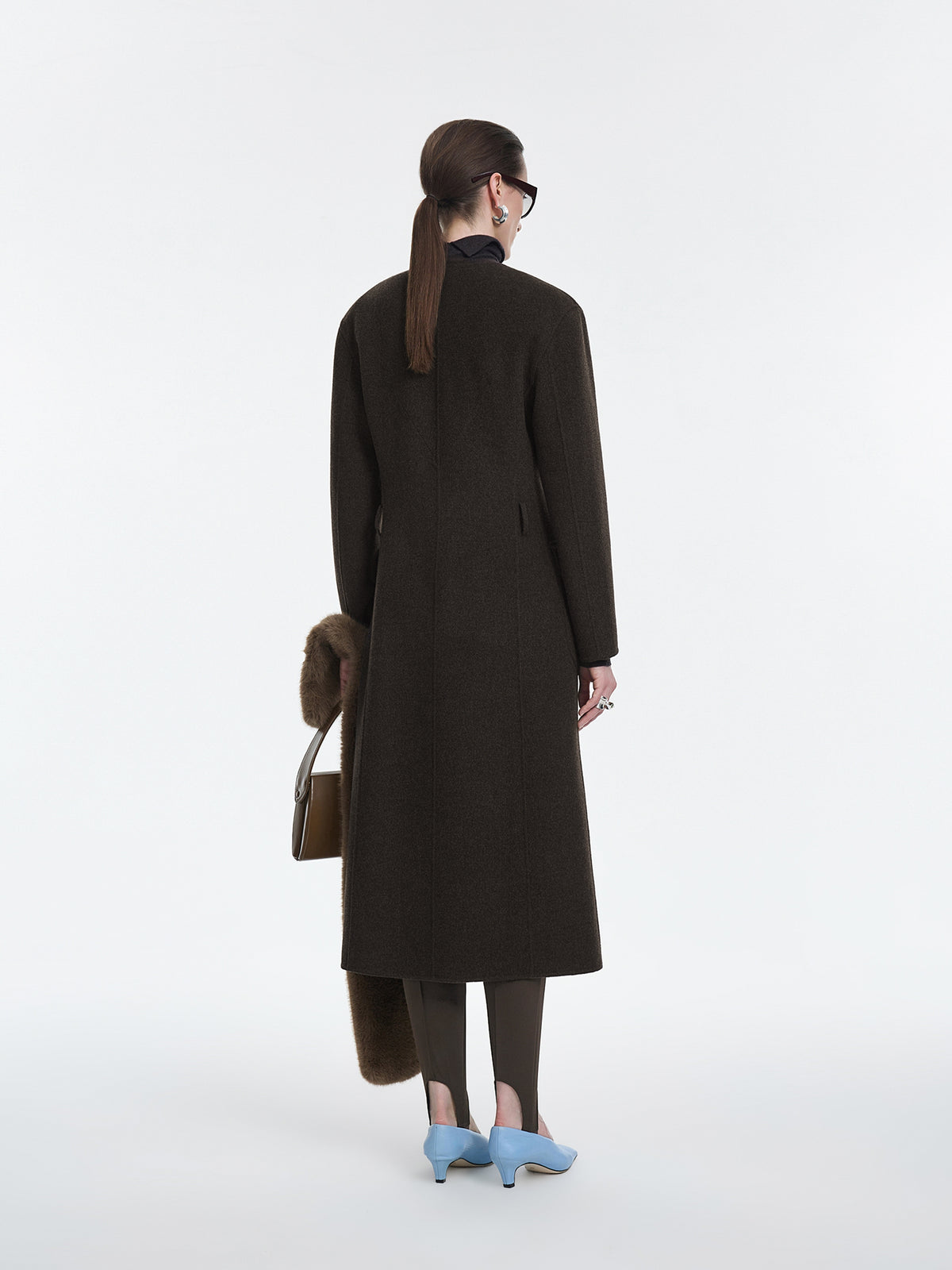 Coat / JNBY Wool Blend Double-Faced X-Line Long Coat