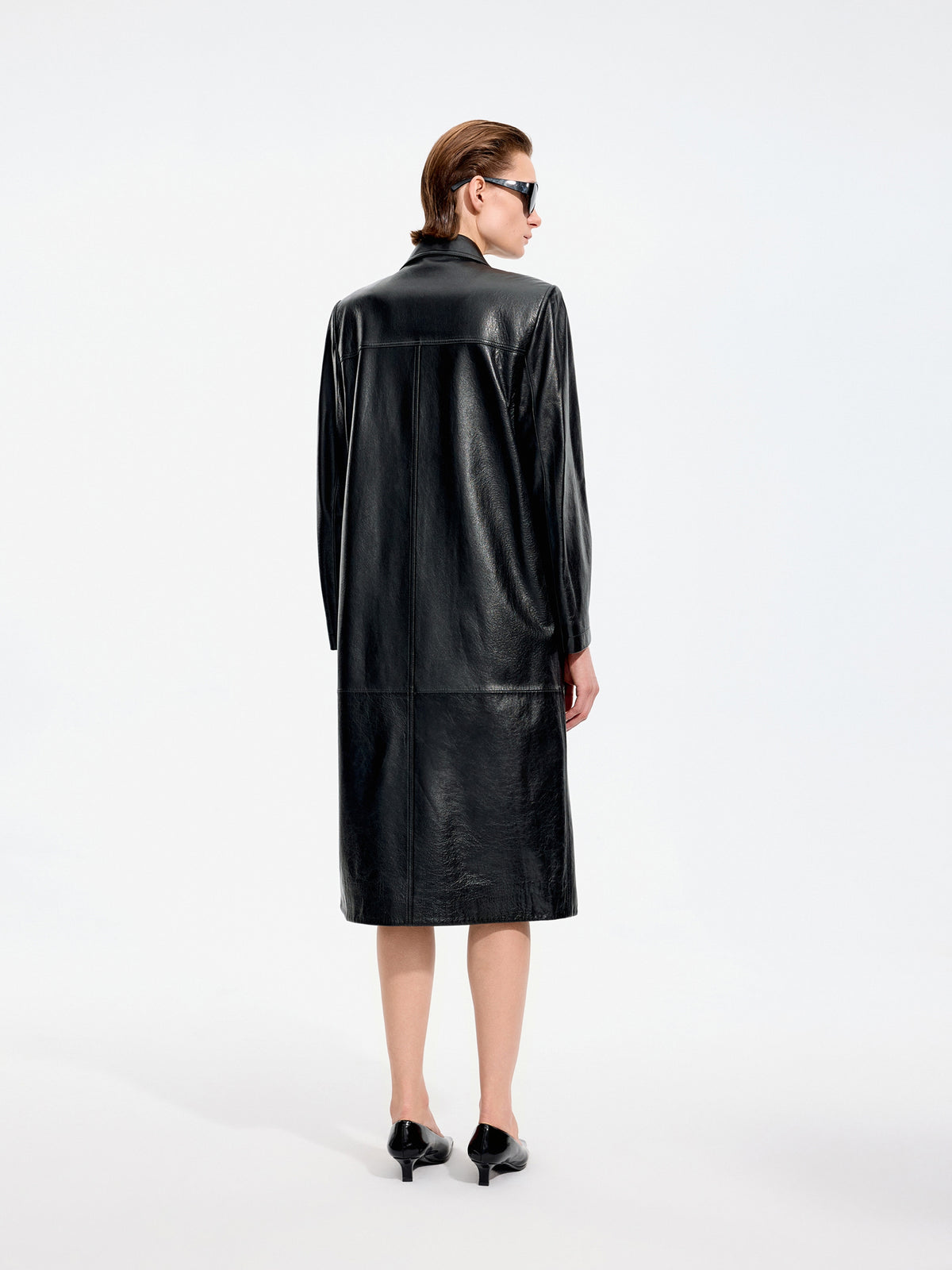 Coat / JNBY Long Double-Breasted Sheepskin Leather Jacket