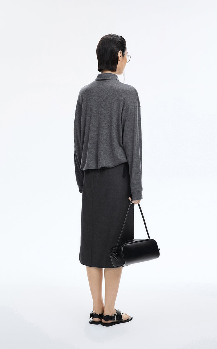 Sweatshirt / JNBY Minimal Collar Merino Wool Pullover