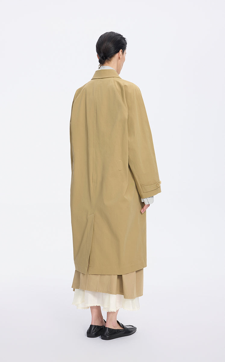Coat / JNBY Relaxed Cotton Blend Raglan Sleeve Trench Coat